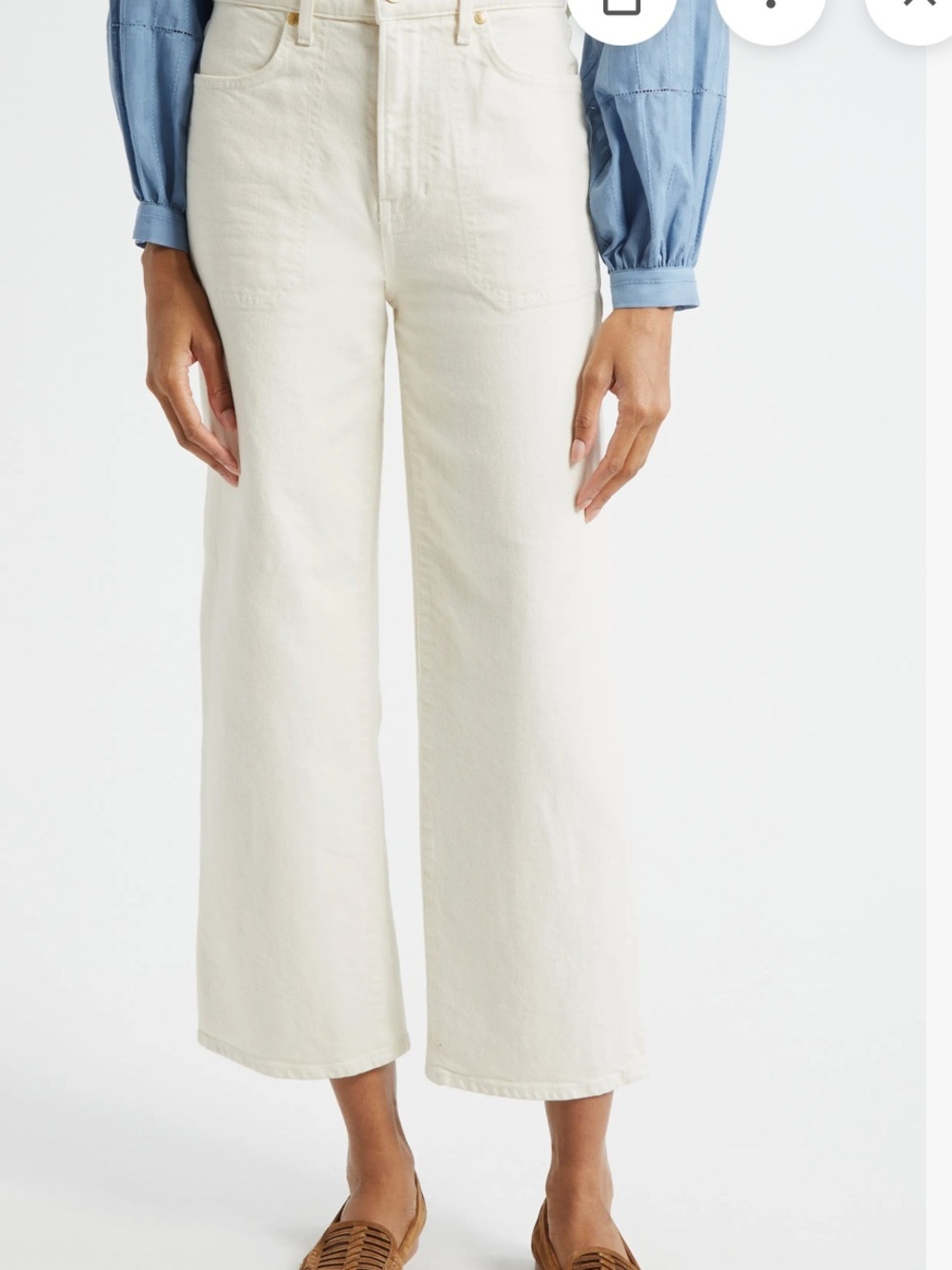 veronica beard wide straight leg crop high rise jeans in ecru